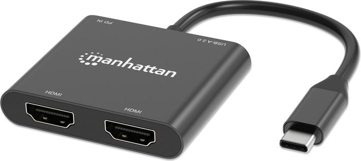 Manhattan USB-C PD auf Dual-HDMI-Monitor-Adapter (HDMI, USB-A, 5.90 cm)