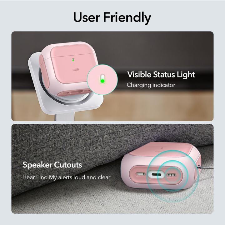 Actual product image ESR Orbit Halolock MagSafe case for AirPods 4 - pink (Headphone sleeve)