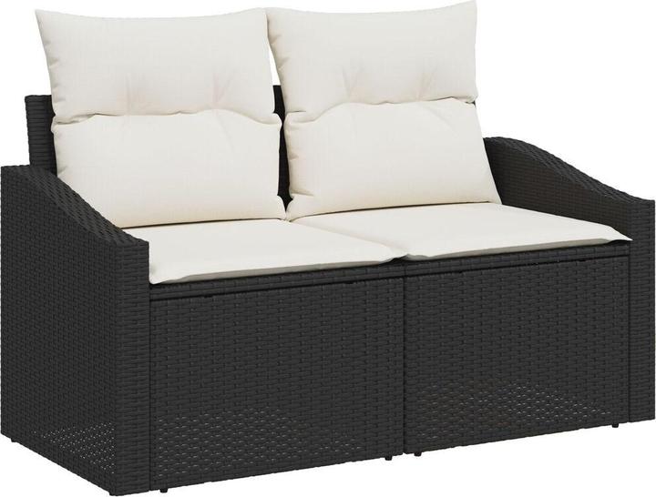 Actual product image vidaXL 7-piece garden sofa set with cushions black poly rattan acacia