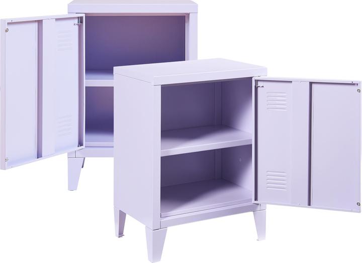 Actual product image En.Casa Bedside cabinet Inari set of 2 door handle right and left purple (40 x 30 x 57 cm)