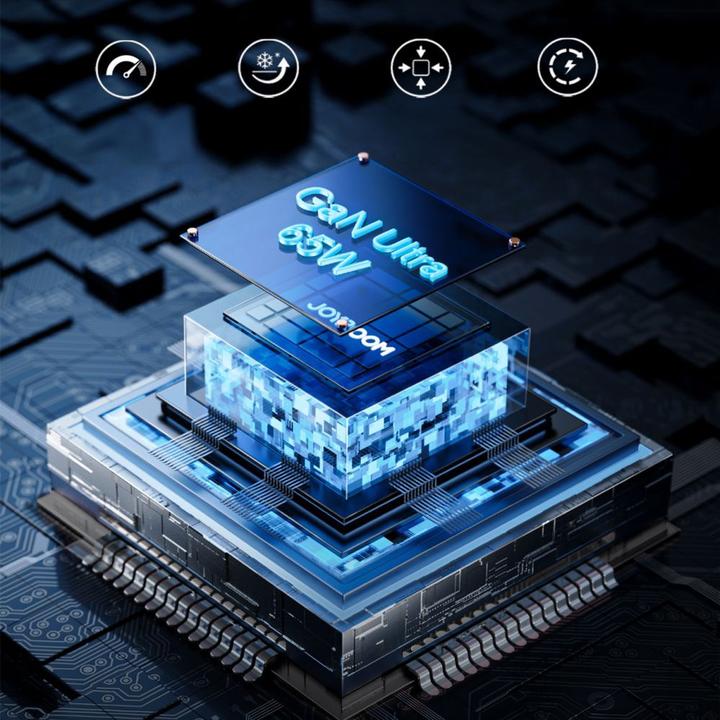 Produktbild Joyroom JR-TG10 65W GaN Charger - Black (EU) + A14 C to C 100W 1.2m - Black (65 W, 3 Ports)