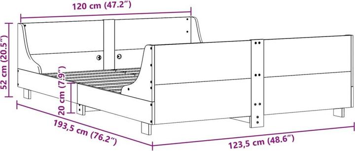 Produktbild vidaXL Bett mit Kopfteil Kiefer (180 x 200 cm)