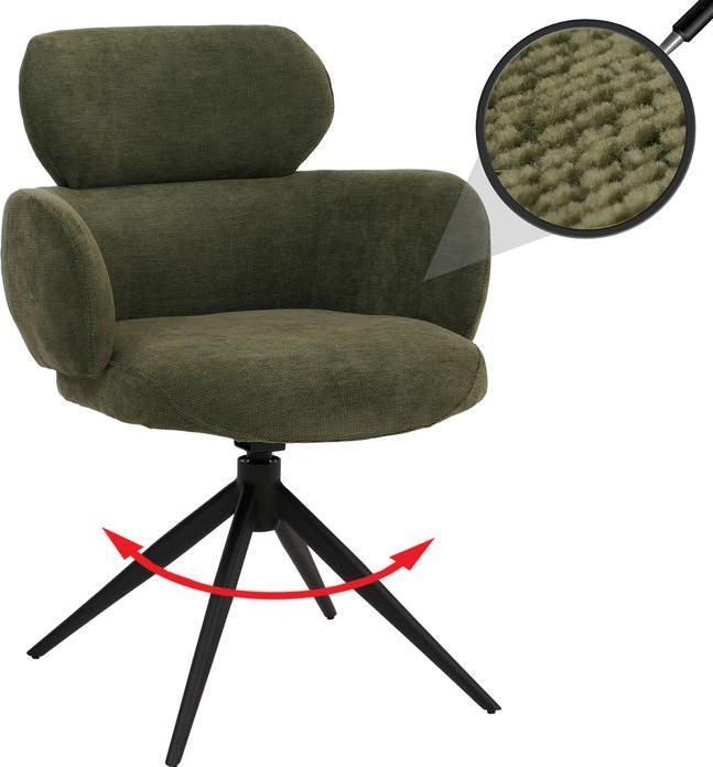 Immagine prodotto Mendler Esszimmerstuhl HWC-O77, drehbar Auto-Return, Stoff (310g/m²) Chenille Öko-Tex – olivgrün