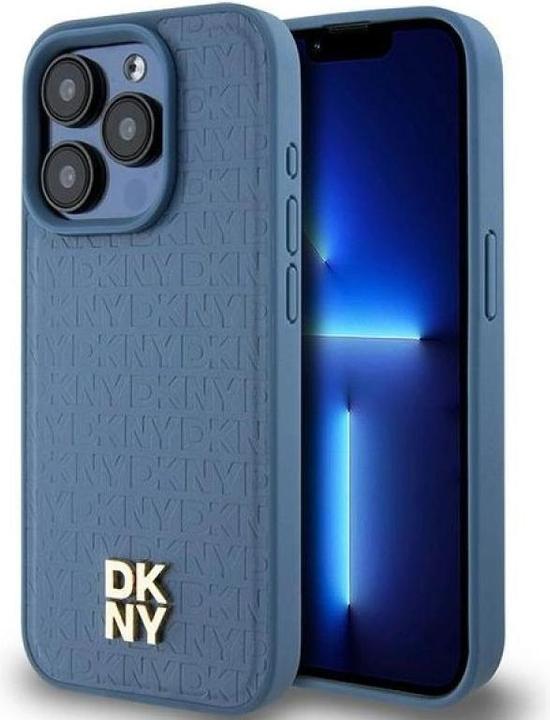 Produktbild DKNY DKHMP15LPSHRPSB iPhone 15 Pro 6.1" niebieski/blue hardcase Leather Monogram Pattern Metal Logo (Apple iPhone 15 Pro)
