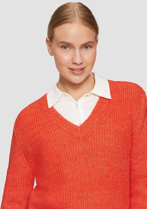 Produktbild S.Oliver Strickpullover Strickpullover mit V-Ausschnitt und Rippblende (42)