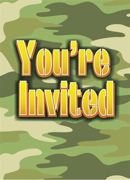 Unique Party You're Invited Camouflage Invitations (Pack of 8) (8 pcs.)