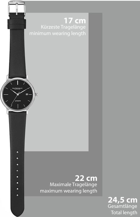 Actual product image John Rothmann Mens Automatic Watch Classic Genuine Leather Black - 26865 (Analogue wristwatch, 38.50 mm)