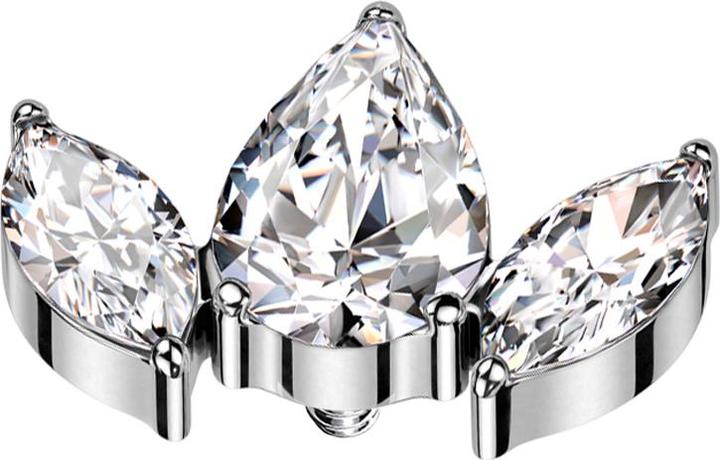 Image du produit Star Piercing Dermal Anchor argent deux ovales et une goutte de cristal argenté (sans laiton, Titane)