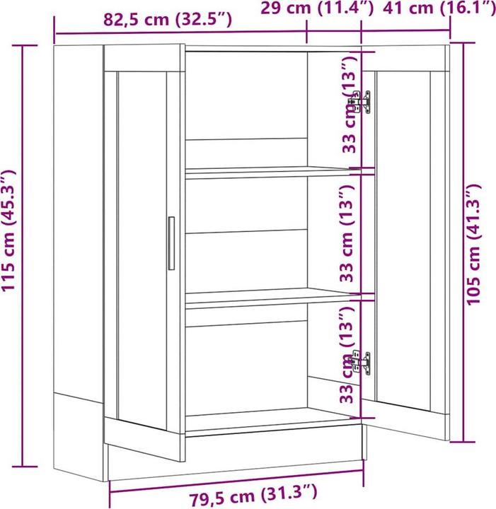 Actual product image vidaXL Vitrinenschrank (82.50 x 30.50 x 115 cm)