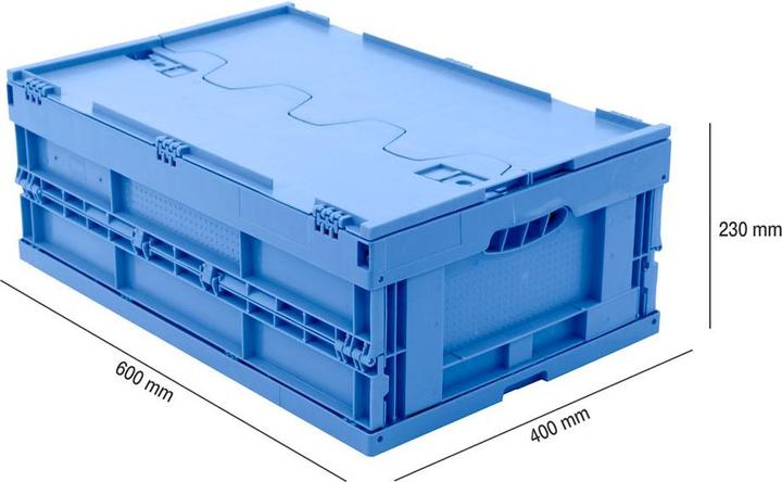 Produktbild Walther Faltbox aus PP, I 44 l, mit anscharniertem Deckel, blau, stapelbar (40 cm, 44 l, 1x)