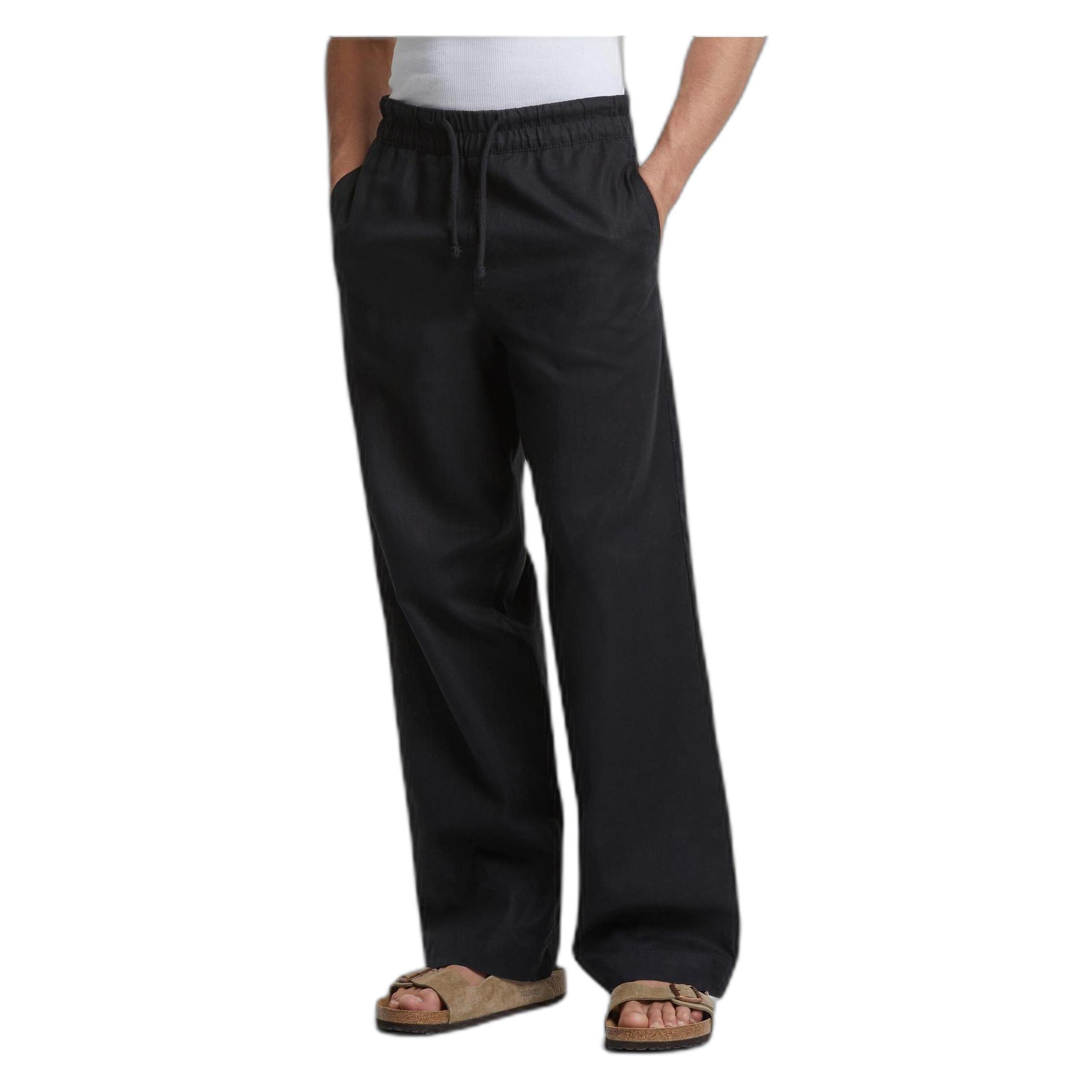 Urban Classics, Herren, Hosen, Loose Cotton Linen Pants - 161165, Schwarz, (Xxl)