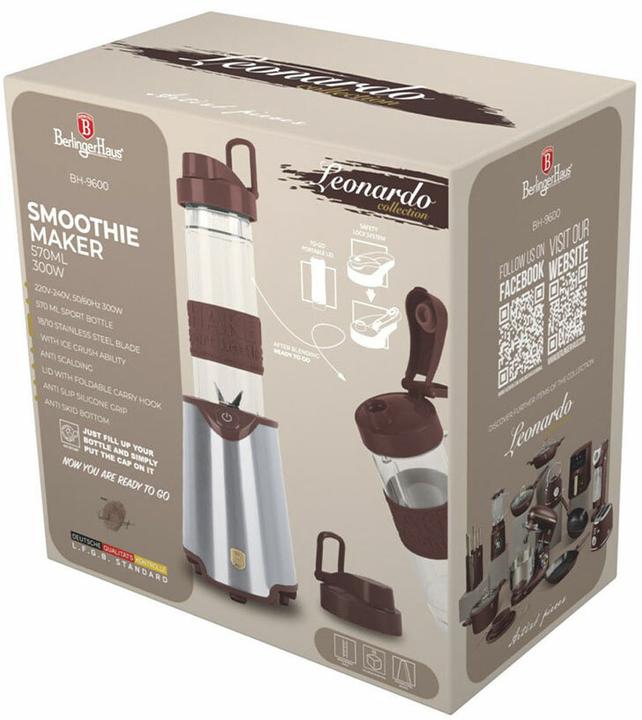 Actual product image BerlingerHaus Design blender incl. sports bottle 570ml, 300 W, bordeaux (300 W)