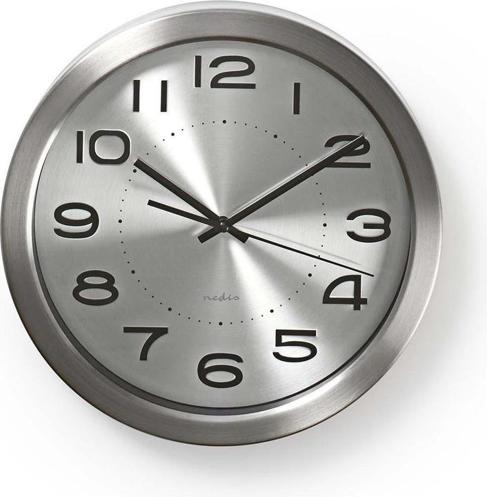 Image du produit Nedis Horloge murale | Diamètre : 300 mm | Acier inoxydable | Argent (30 cm)