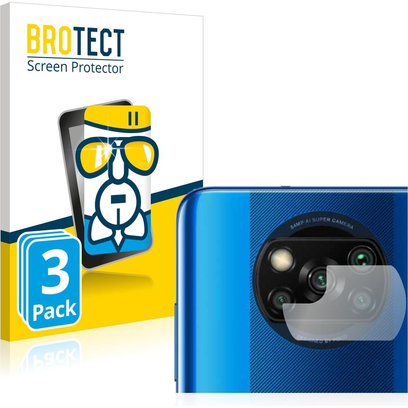 BROTECT AirGlass Panzerglasfolie (3 Stück, Xiaomi Poco X3 NFC), Smartphone Schutzfolie, Transparent