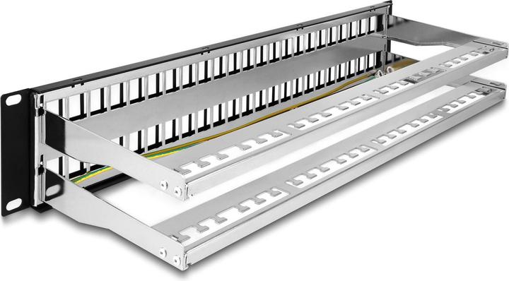 Produktbild Delock 48,30cm (19") Keystone Patchpanel 48 Port mit Entlastungsschienen 2 HE schwarz
