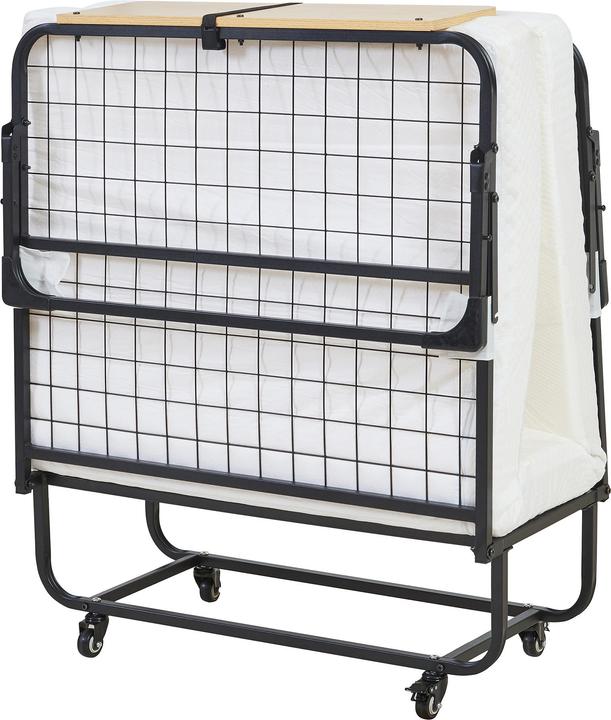 Immagine prodotto En.Casa Metall-Klappbett Lustendi mit Matratze 200x90cm Schwarz/Eicheoptik (90 x 200 cm)