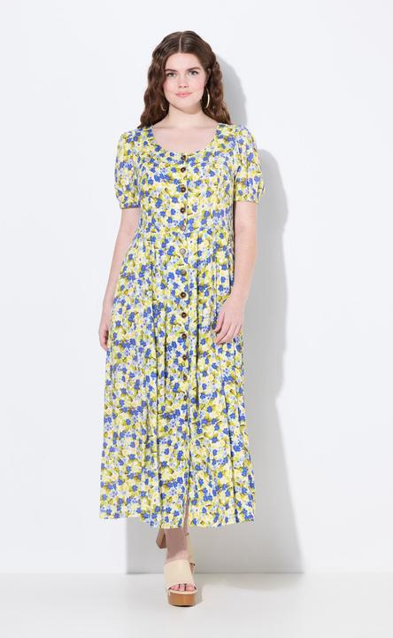 Produktbild Ulla Popken Leinenmix-Maxikleid, Rundhals, Halbarm, Taschen (46, 48)