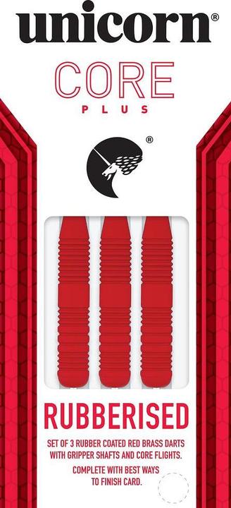 Actual product image Unicorn Core Plus Rubberised Red Steel Darts 1 set (21 g)