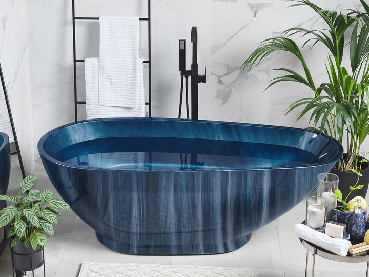 Produktbild Beliani Badewanne freistehend marineblau Marmor Optik 170 x 80 cm RIOJA (178 l, 170 cm, 80 cm)