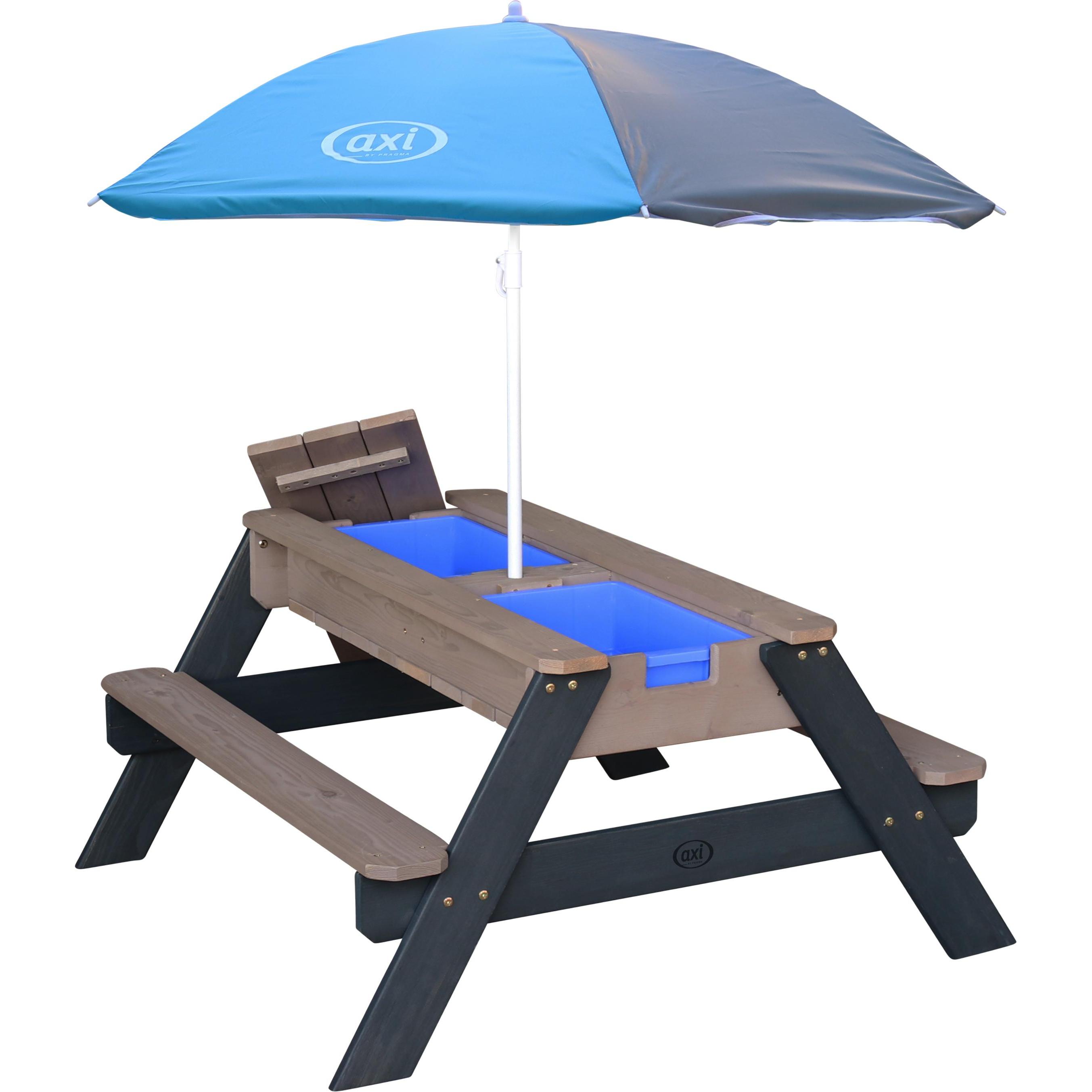 Axi Nick Sand & Water Picnic Table Antracite/Grigio - Parasol Grigio/Blu
