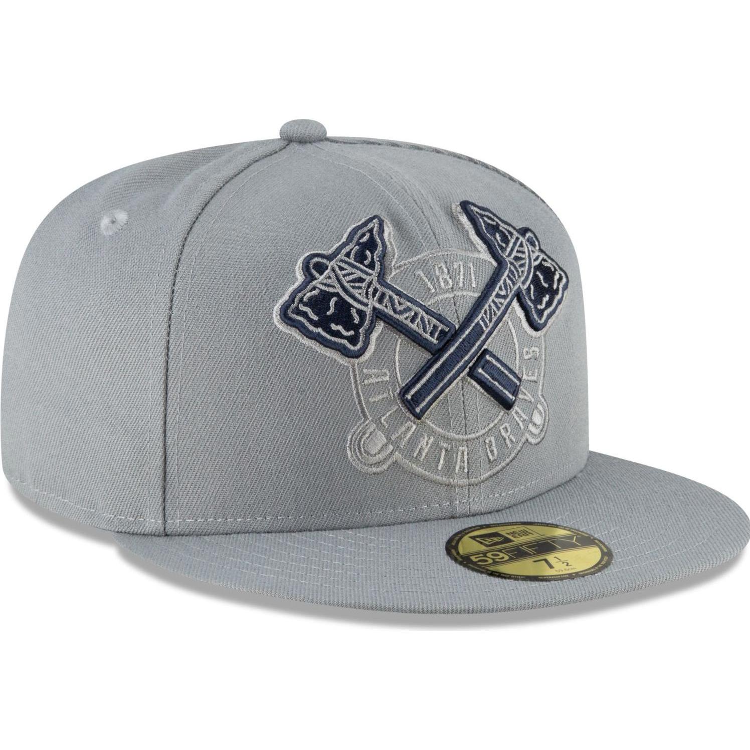 New Era, Herren, Cap, 59Fifty Fitted Cap - STORM Atlanta Braves - 7 7/8, Grau, (7 7/8)