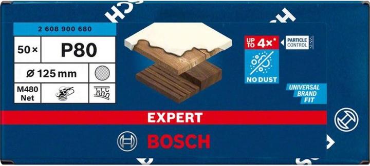 Produktbild Bosch Professional Zubehör EXPERT M480 Schleifnetz für Exzenterschleifer, 125 mm, G 80, 50 Stück (80)