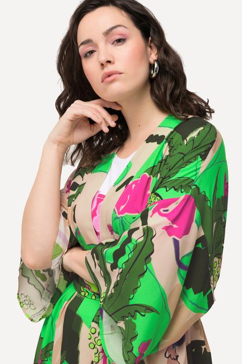 Produktbild Ulla Popken Kimono, Palmen, Bindegürtel, 3/4-Arm (42, 44, 46, 48)