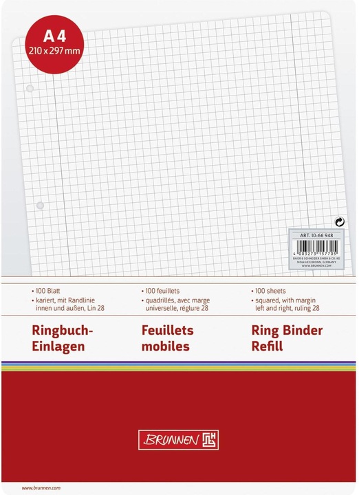 Actual product image Ring binder inserts A4 squared