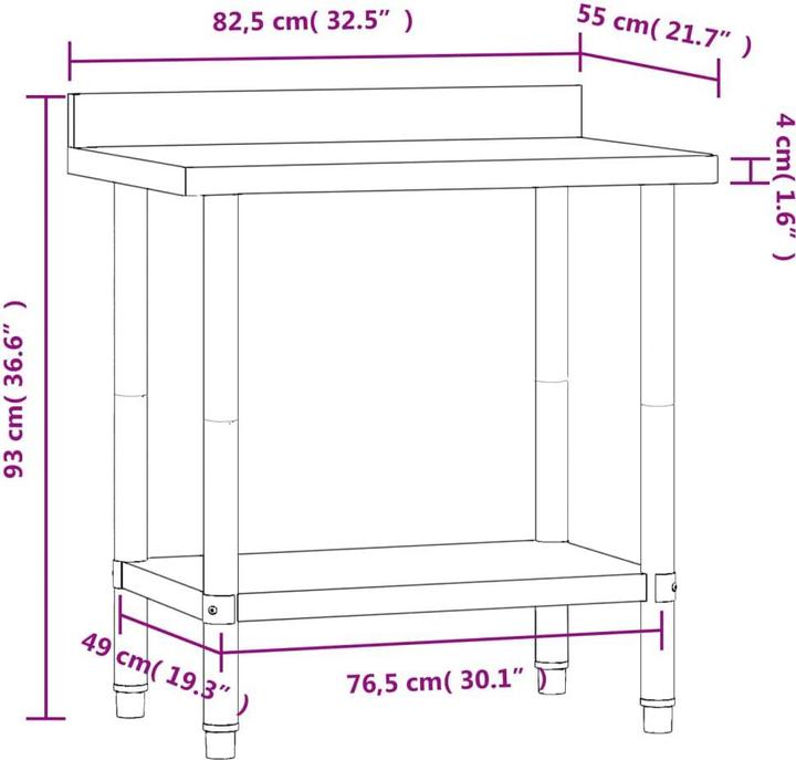 Actual product image vidaXL Küchentisch (55 cm, 82.50 cm)