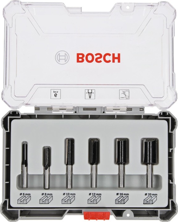 Bosch Professional Zubehör 6-teiliges Nutfräser-Set, 8-mm-Schaft für Handfräsen