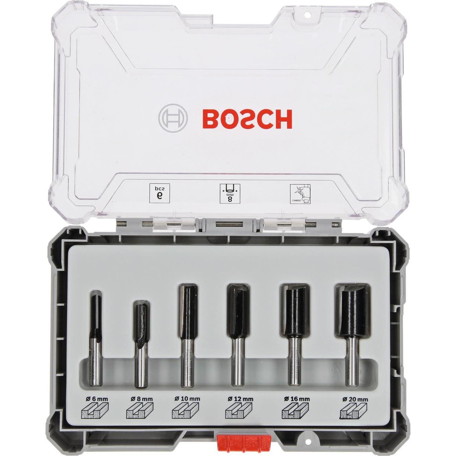 Bosch Professional Zubehör, Fräser, 6-teiliges Nutfräser-Set, 8-mm-Schaft für Handfräsen
