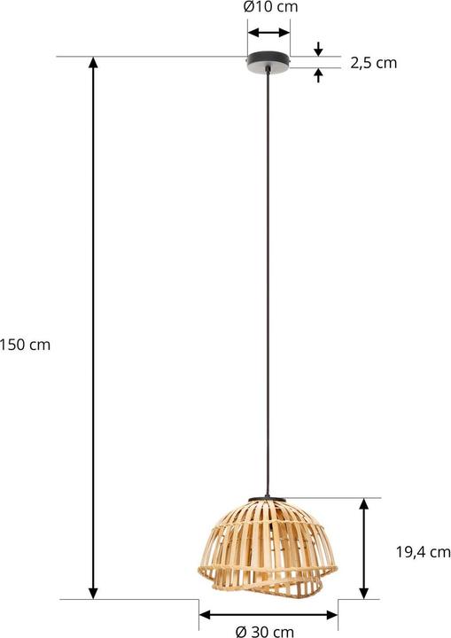 Produktbild Lindby Dabila Pendelleuchte Ø30 Bamboo (E27)
