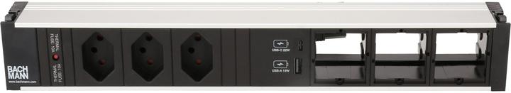 Produktbild Bachmann Einbausteckerleiste CONI, 3x T13, 1x USB A/C, 3x Custom leer (Typ 13, USB-A, USB-C)
