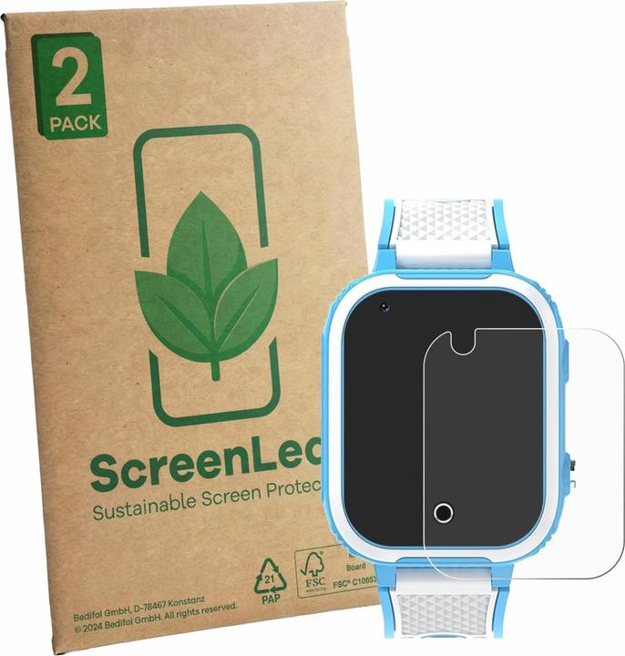 Produktbild ScreenLeaf Schutzfolie für Olivfant Kids Smartwatch 1.44" nachhaltiger Displayschutz Display Schutz Folie Klar