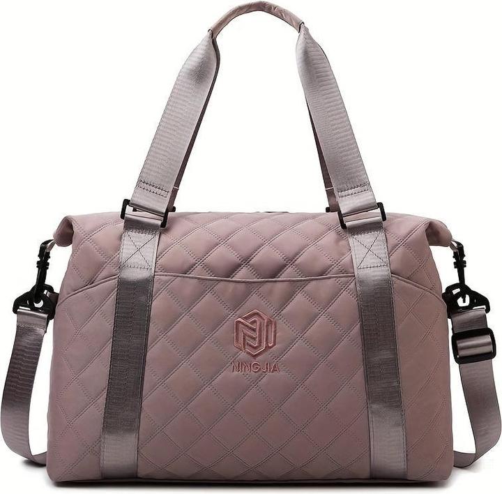 Actual product image Only-Bags.Store Large capacity Travel Duffle Bag with Argyle pattern, solid colour, Overnight Tote with