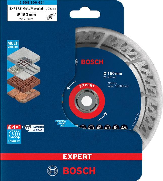 Actual product image Bosch Professional Zubehör Expert MultiMaterial diamond cutting discs, 150 x 22.23 x 2.4 x 12 mm
