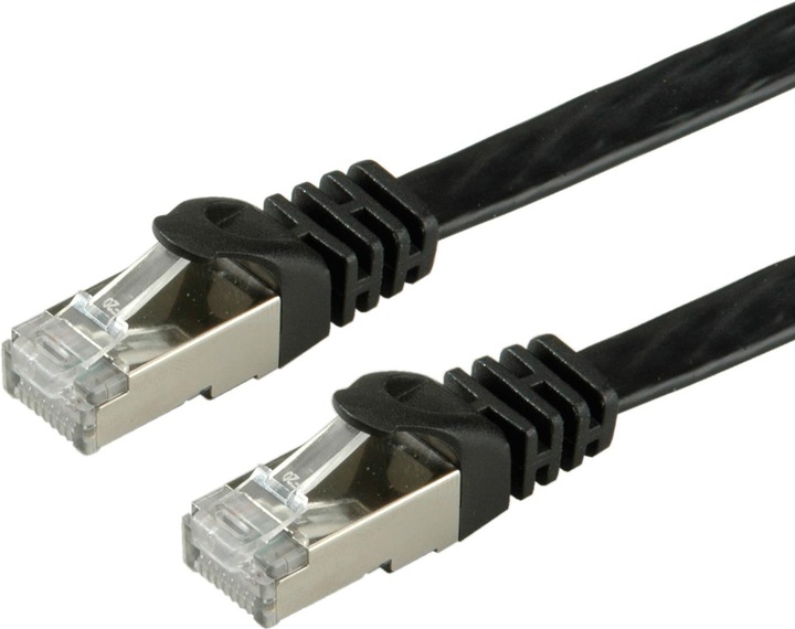 Actual product image Value FTP patch cable cat.6, flat, black 3m (F/UTP, CAT6, 3 m)