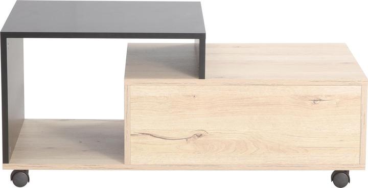 Produktbild HTI-Living Couchtisch Cedrik auf Rollen mit Schublade Artisaneiche-Schwarz (50 x 90 x 40 cm)