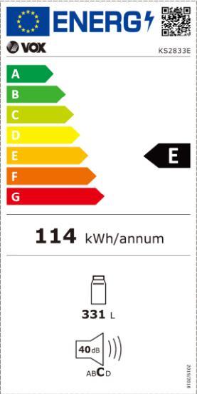 Energie-Label Vox Kühlschrank KS 2833 E (E, H: 331 L, Višina: 170 cm, weiss)
