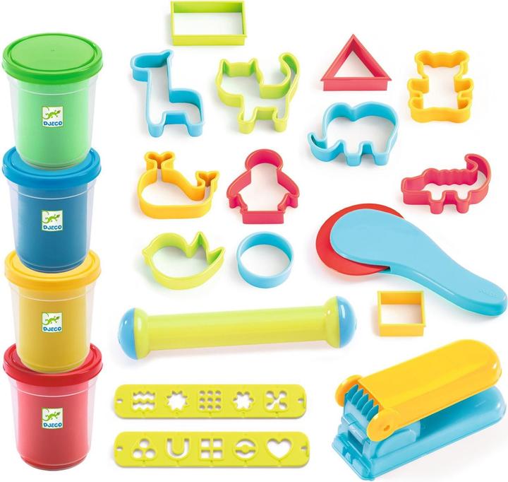 Actual product image Djeco Large kneading set (4 colours, 15 tools)