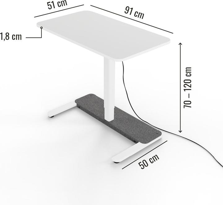 Produktbild Yaasa Desk One - Höhenverstellbarer Sitz-/Stehtisch (91 x 51 x 120 cm)