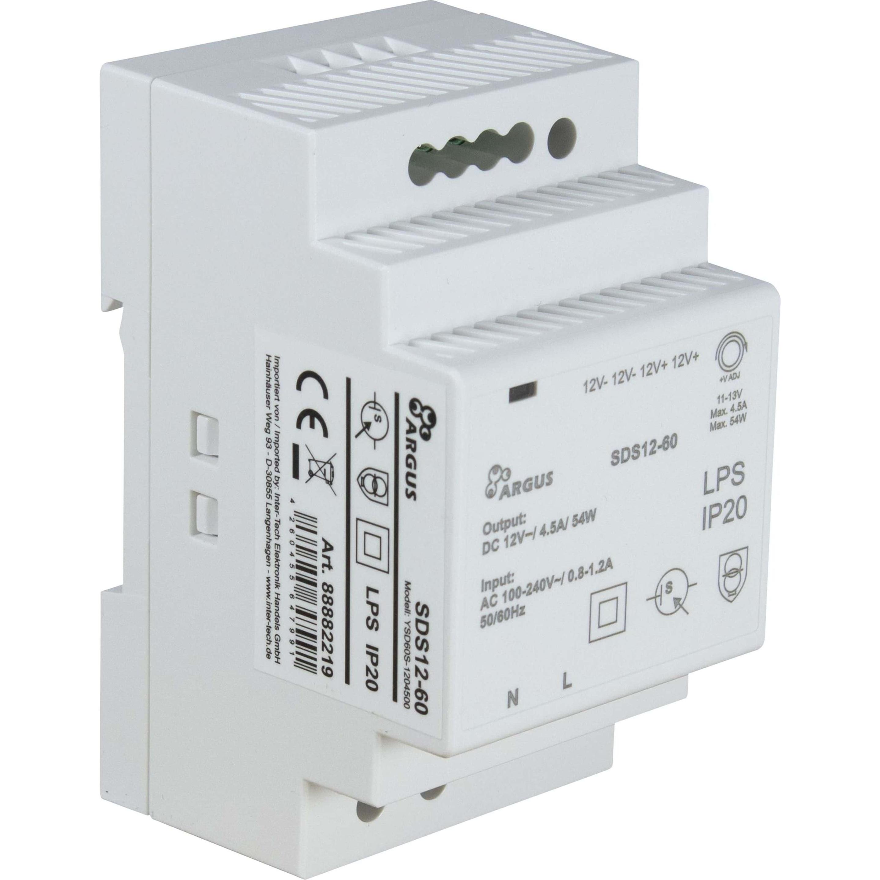 Intertech, Quadro elettrico portatile, INTER-TECH SDS 12-60 Alimentatore per guida DIN Tensione di uscita 12V Potenza 60W