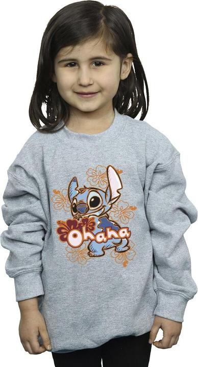 Produktbild Disney Lilo And Stitch Ohana Orange Hibiscus Sweatshirt Mädchen (128)