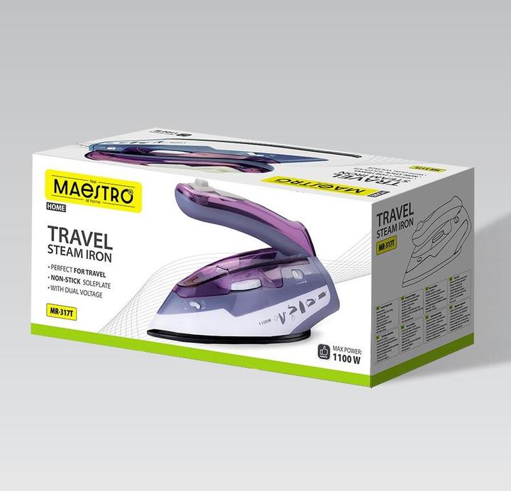 Actual product image Maestro Dampfbügeleisen MR-317T Reise-Bügeleisen 1100W Violett (1100 W)