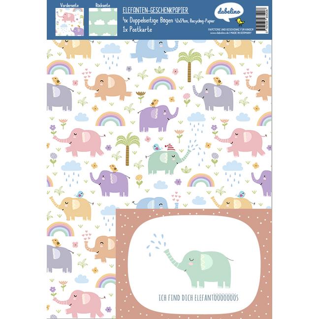 Dabelino, Geschenkverpackung, Geschenkpapier-Set Elefanten (Geschenkpapier, 4 x)