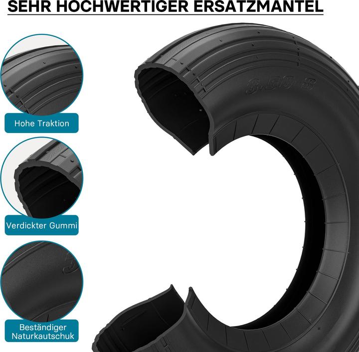 Immagine prodotto Wiltec Pneumatico per carriola per ruote pneumatiche 350x100 3,50-8