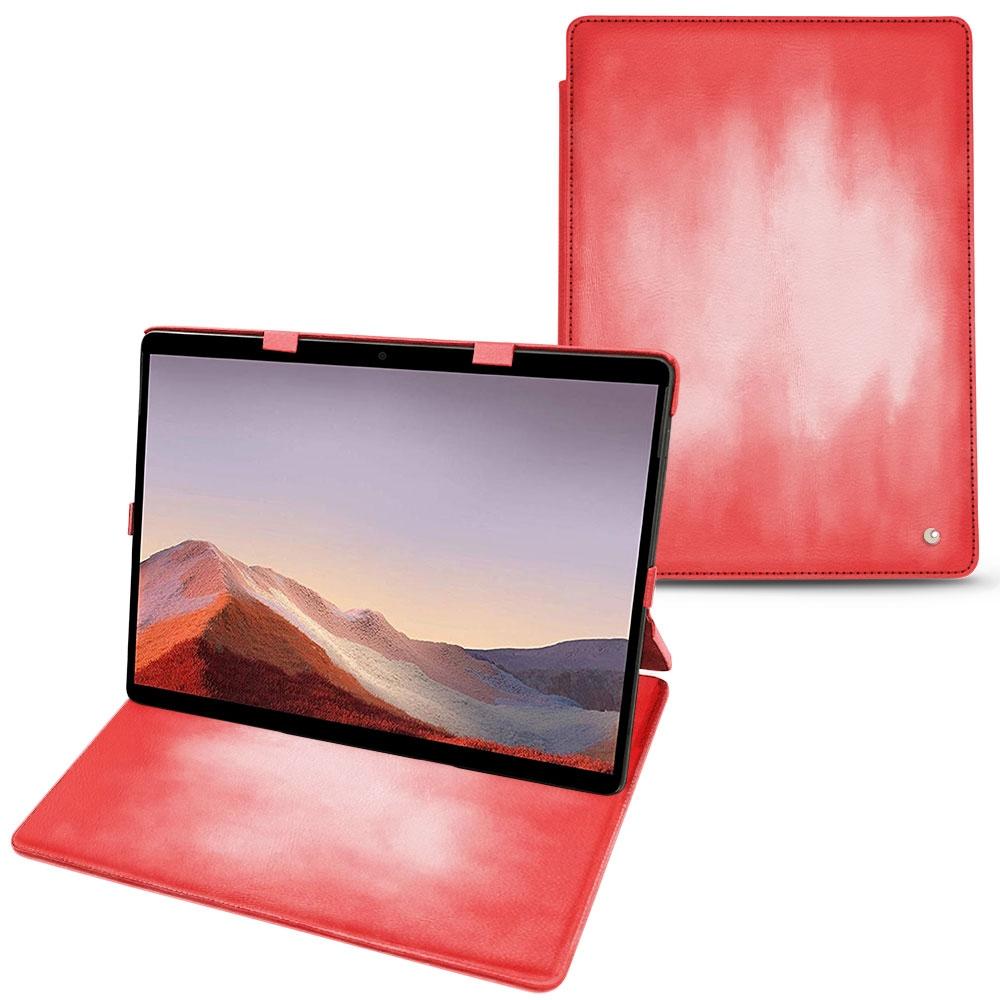 Noreve Lederschutzhülle vertikal (Microsoft Surface Pro X), Tablet Hülle, Rosa