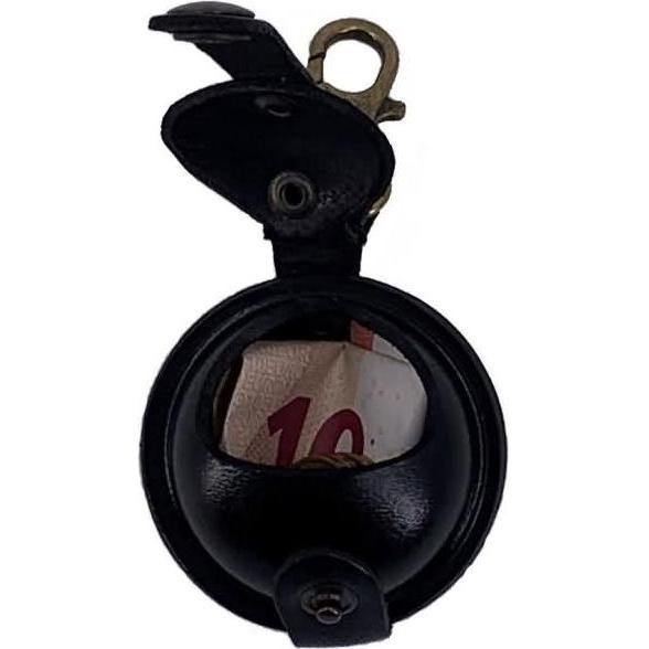 Mika, Portemonnaie, Mini Schlüsselanhänger / Kleingeldbörse Sattelleder 5cm schwarz, Schwarz
