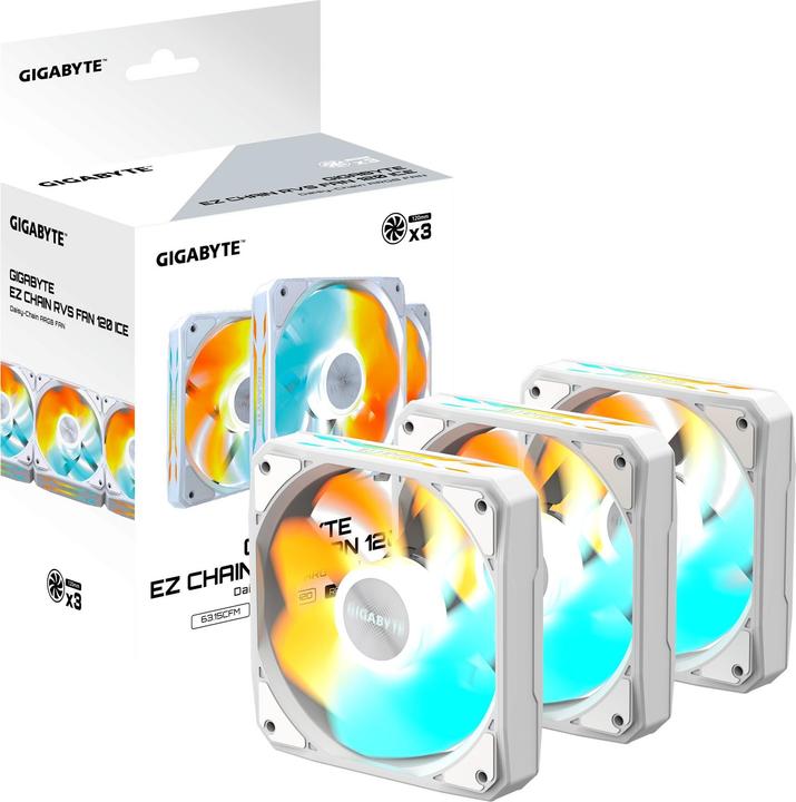 Actual product image Gigabyte ventilátor EZ CHAIN RVS FAN 3-PACK, 3x120mm, bílá