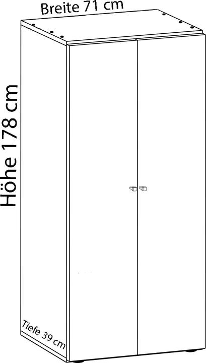 Produktbild VCM Holz Büromöbel Aktenschrank Vandol mit Drehtüren (70 x 40 x 178 cm)